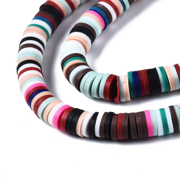 1 Strand, 6mm, Heishi Beads, Environmental Handmade Polymer Clay Beads,  Disc/Flat Round in pastel shades