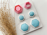 Hexagon Bezel Cutter Set (2pc set) | Hexagon Setting Shape Set Polymer Clay Cutters