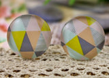 2pcs, 20mm Geometric Prints Glass Cabochons