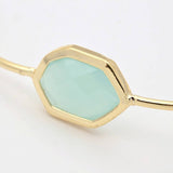 1pc, 40x57mm, Golden Plated Brass Glass Cuff Bangles, Torque Bangles in PaleTurquoise