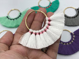 2pc, 5cm, Cotton Tassels In Round Metal Loop / Ring III