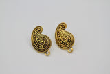 1 pair(2pcs), 21mm x 18mm, Vintage Style Alloy Ear Stud in Antique Gold