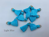 5pcs, 20mm Mini Silk Tassel In Gold Colour Open Jump Ring