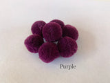 5pcs, 20mm waxberry Pompom Fur Ball Plush Ball - Choose your colour