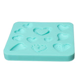 1pc, 89mm x 82mm, Fondant Molds Cake Mould Silicone Square Baking Tools Chocolate Heart Pattern in Mint Green