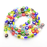 1 Strand (About 52pcs/strand, 16"), 8mm , Handmade Millefiori Glass Bead Strands, Flat Disc, Mixed Color