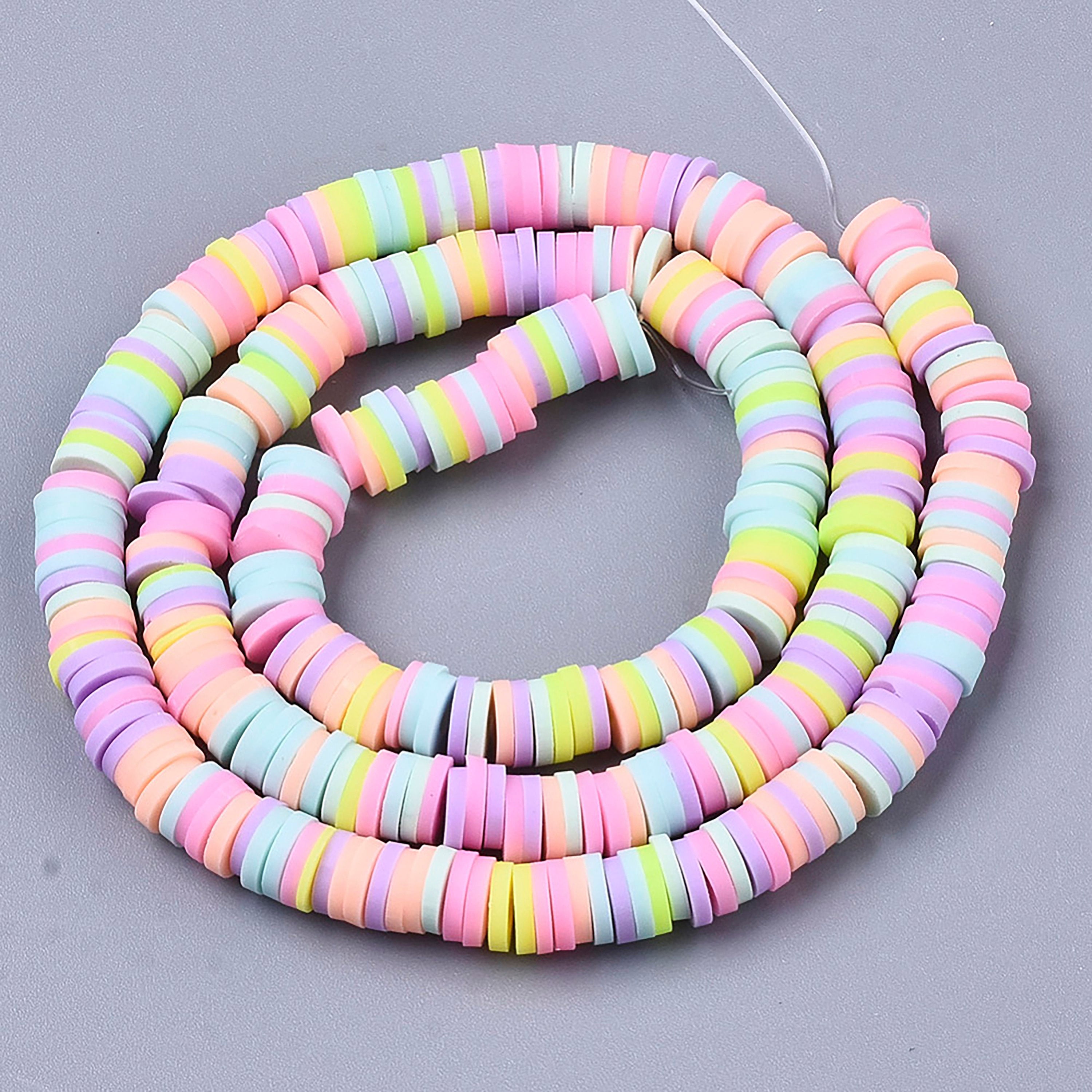Polymer Clay Beads, Pastel Yellow, 6mm Heishi Disk - Golden Age Beads