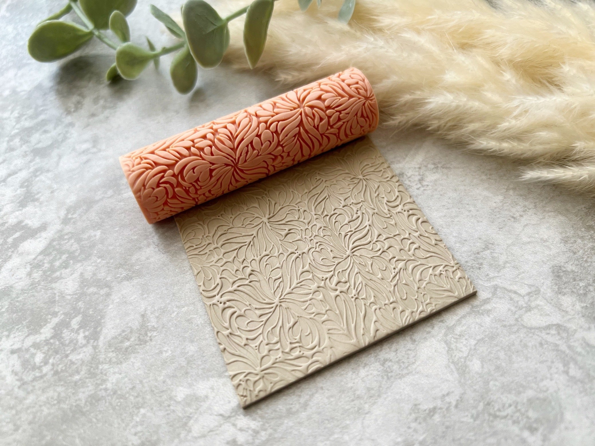 Floral vines texture roller/ Polymer clay roller/ Ceramic roller/ Fondant  roller - Dream Cutters and Molds